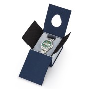 Coffret bleu marine, écrin de la montre.