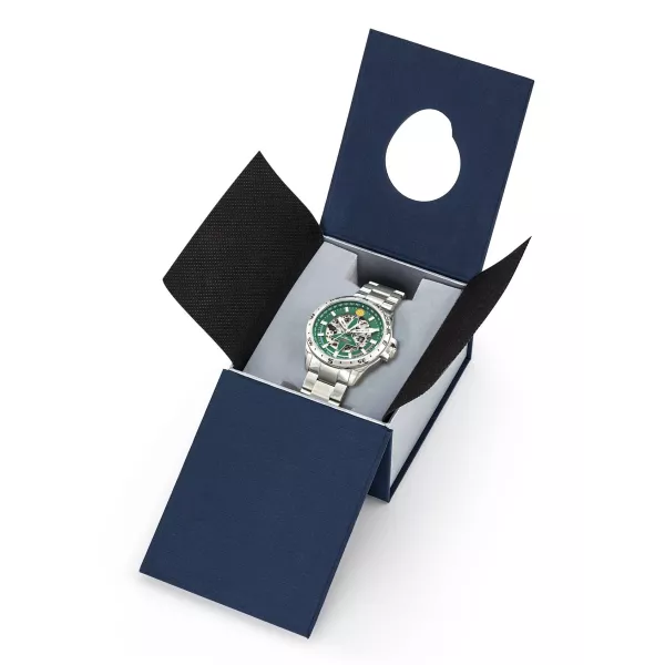 Coffret bleu marine, écrin de la montre.