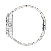 Profil de la montre avec bracelet et boîtier en métal.