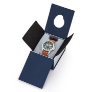 Coffret bleu marine, écrin de la montre.