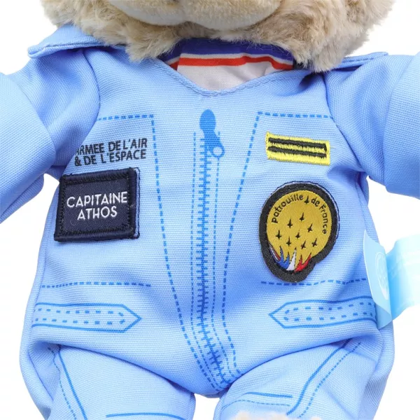 Combinaison de l'ourson bleu ciel avec patch Patrouille de France et inscription de pilote.