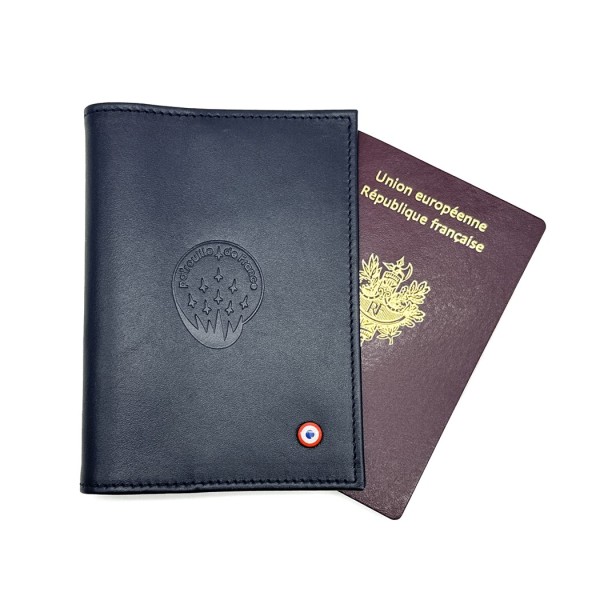Porte-passeport en Cuir lisse Lune Bleue - Patrouille de France x
