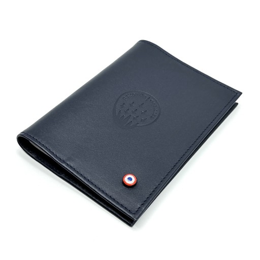 Porte passeport Louis Cuir lisse Lune Bleue - Patrouille de France x Larmorie