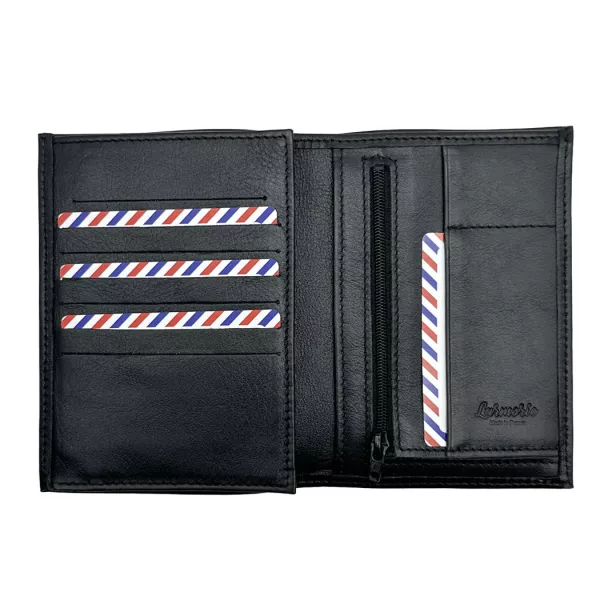 L'autre partie offre deux poches en grille pour les cartes d'identité et permis de conduire.