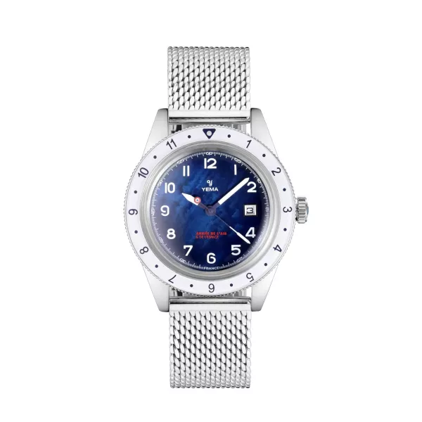 Montre Femme avec boîtier et bracelet en métal, cadran en dégradé de bleu