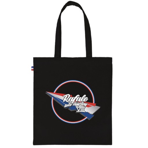 Sac noir avec anse noir. Visuel du Rafale Solo Display en bleu, blanc et rouge.