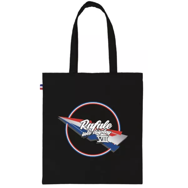 Sac noir avec anse noir. Visuel du Rafale Solo Display en bleu, blanc et rouge.
