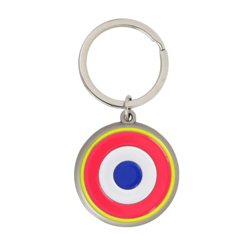 Porte-clé en métal avec une cocarde bleu, blanc, rouge : arborée sur tous les avions de l'AAE.