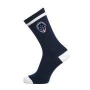 Chaussette bleue marine avec liseré, talon et bout du pied en blanc. Broderie de l'insigne de la Patrouille de France.