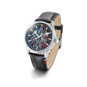 Coffret Athos - Montre Automatique Cadran Noir Bracelet Cuir Noir - Patrouille de France