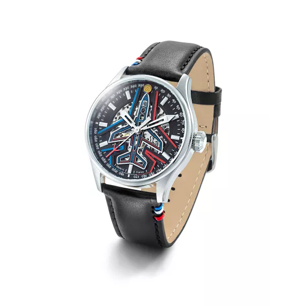 Coffret Athos - Montre Automatique Cadran Noir Bracelet Cuir Noir - Patrouille de France