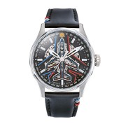 Coffret Athos - Montre Automatique Cadran Noir Bracelet Cuir Noir - Patrouille de France