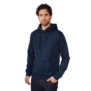 Sweat à capuche bleu marine avec inscription en ton sur ton.