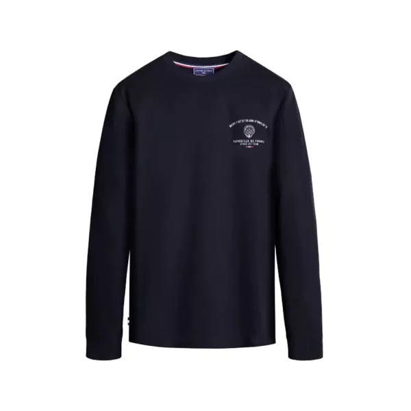 T-shirt bleu marine à manche longue, avec inscription PAF sur le coeur.