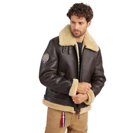 Blouson en Cuir Marron