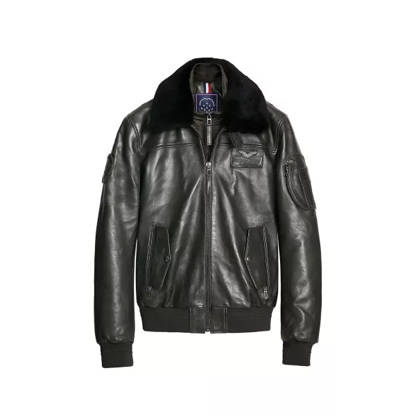 Blouson en Cuir Khaki