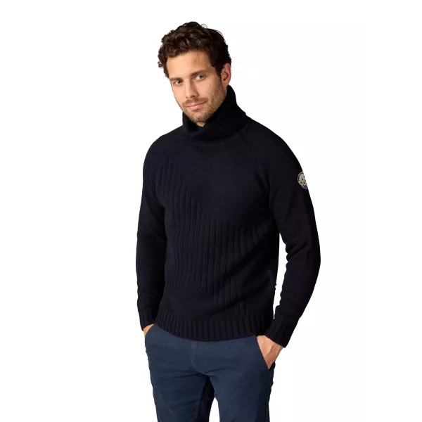 Pull Over Bleu Marine avec patch brodé sur l'épaule