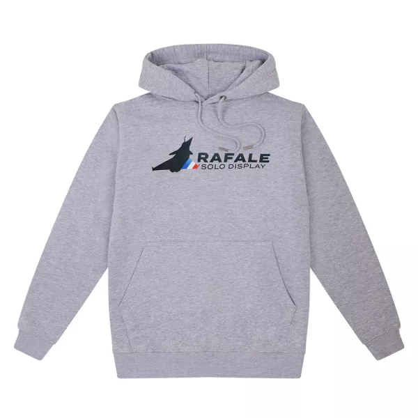Sweat à capuche Gris avec le logo du Rafale Solo Display sur le torse