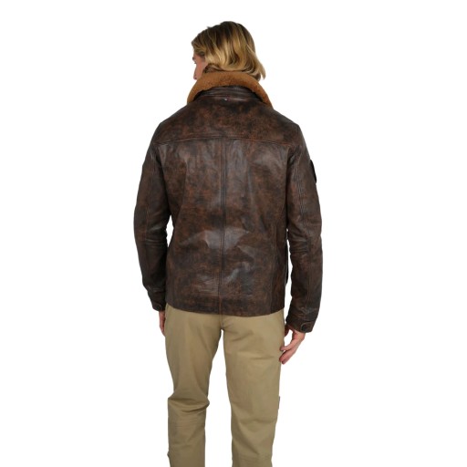 Blouson en Cuir Marron Canadian Aeronef - Redskins x Patrouille de France