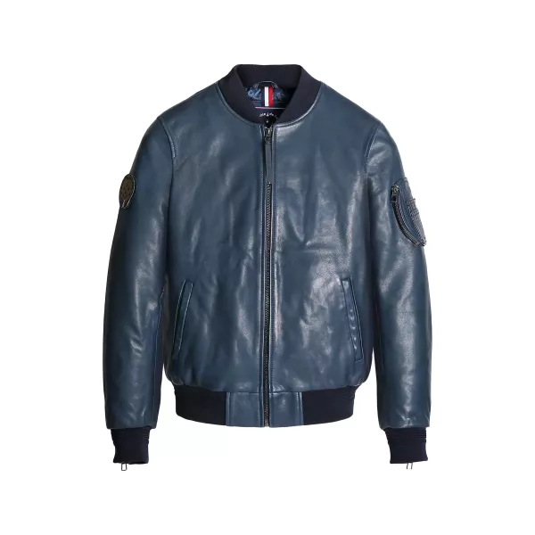 Blouson Femme en cuir Bleu Océan