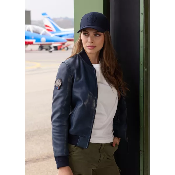 Blouson Femme en cuir Bleu Océan Baker Alpha - Redskins x Patrouille de France