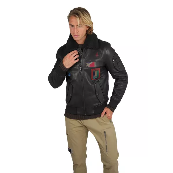 Blouson en Cuir Marron Ranger Alpha - Redskins x Patrouille de France