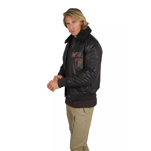 Blouson en Cuir Marron Ranger Alpha - Redskins x Patrouille de France