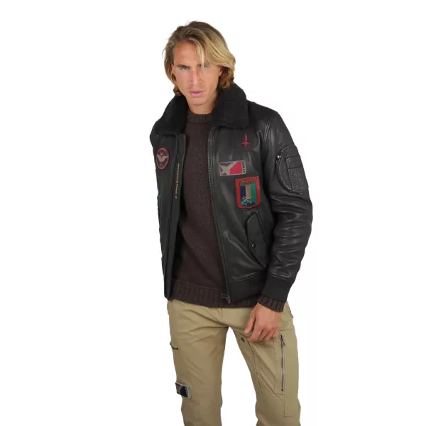 Blouson en Cuir Marron Ranger Alpha - Redskins x Patrouille de France