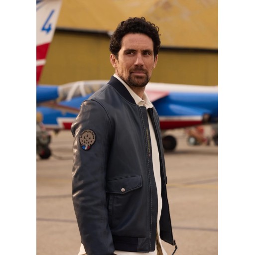 Blouson en Cuir Bleu Océan Run Alpha - Redskins x Patrouille de France