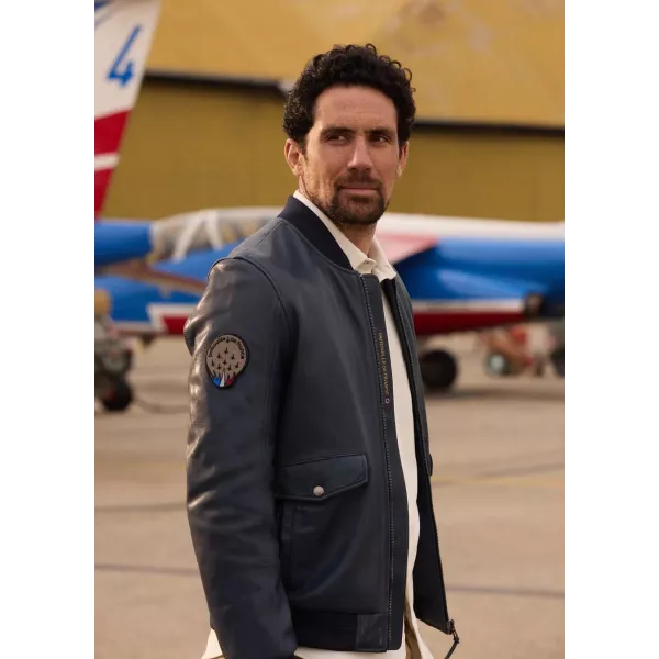 Blouson en Cuir Bleu Océan Run Alpha - Redskins x Patrouille de France