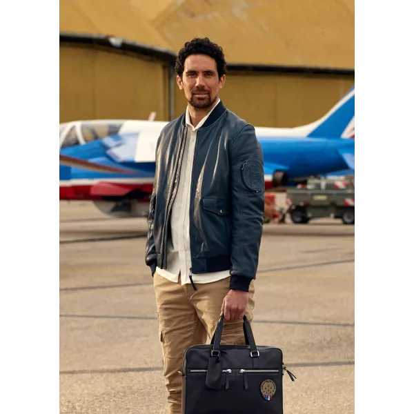 Blouson en Cuir Bleu Océan Run Alpha - Redskins x Patrouille de France