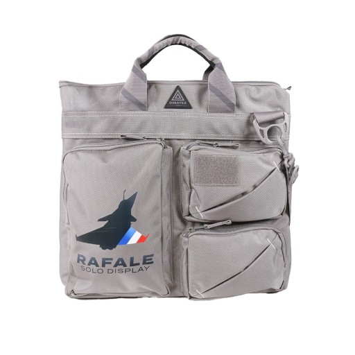 Sac à casque gris avec anses grises, logo RSD