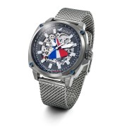Montre automatique Rafale Solo Display Pilote Tricolore - Cadran Acier et Bracelet Acier maille milanaise