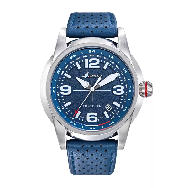 Montre Rafale Solo Display - Cadran Bleu et Bracelet Cuir Bleu