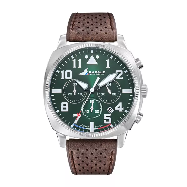 Montre Rafale Solo Display - Cadran Vert et Bracelet Cuir Marron