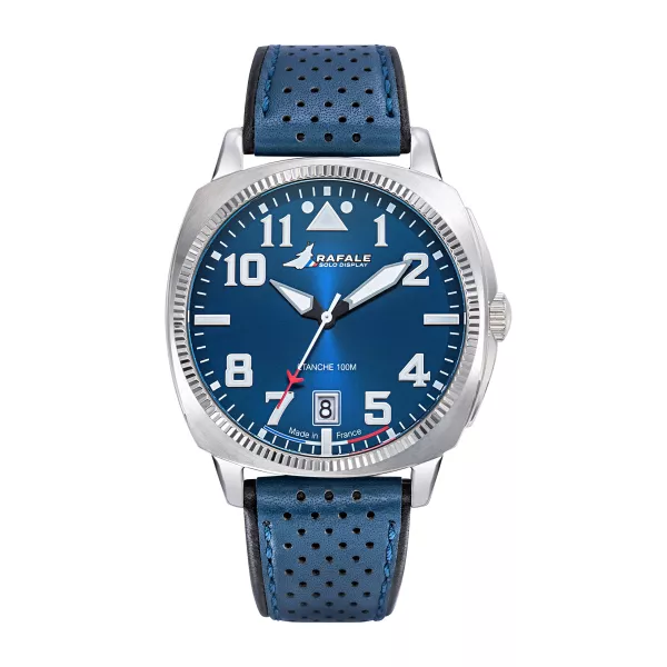 Montre Rafale Solo Display - Cadran Bleu et Bracelet Cuir Bleu