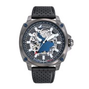 Montre automatique Rafale Solo Display Pilote - Cadran Acier et Bracelet Cuir noir