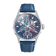Précommande - Coffret Athos - Montre Automatique Cadran Bleu Bracelet Cuir Bleu - Patrouille de France