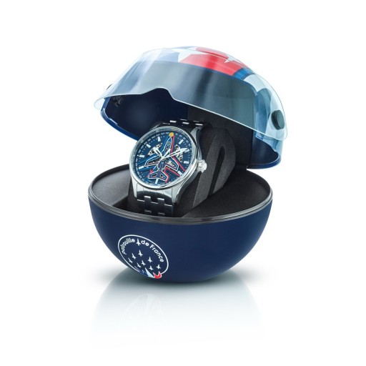 Précommande - Coffret Athos - Montre Automatique Cadran Bleu Bracelet Acier - Patrouille de France