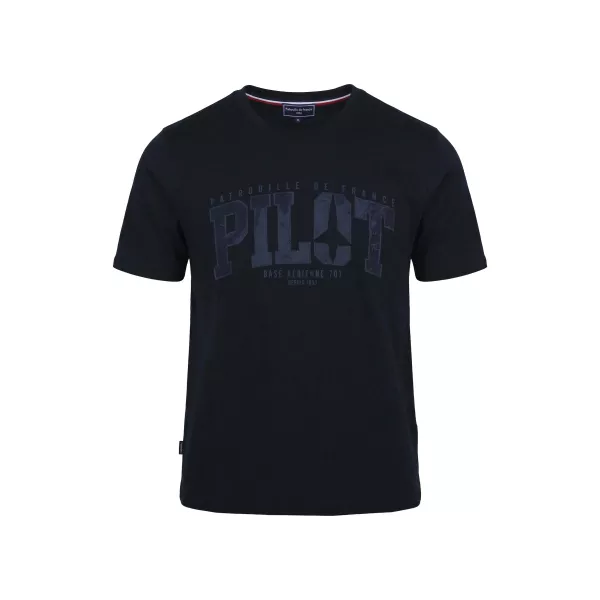 T-shirt Bleu Marine Pilote Mercerise - Redskins x Patrouille de France