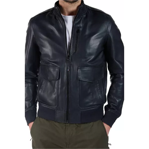 Veste en cuir Bleu Marine Furtif Napoli - Redskins x Patrouille de France
