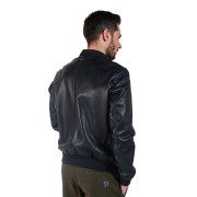 Veste en cuir Bleu Marine Furtif Napoli - Redskins x Patrouille de France