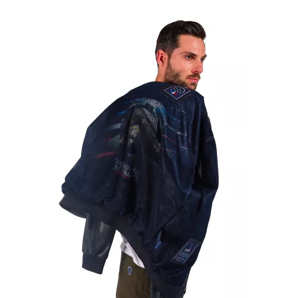 Blouson en Cuir Bleu Marine Faucon Paloma - Redskins x Patrouille de France