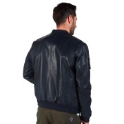 Blouson en Cuir Bleu Marine Faucon Paloma - Redskins x Patrouille de France