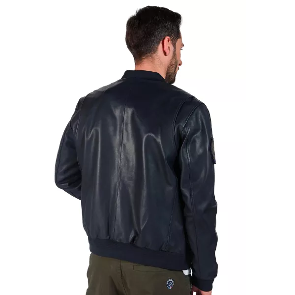 Blouson en Cuir Bleu Marine Faucon Paloma - Redskins x Patrouille de France