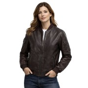 Blouson Femme en cuir Marron Baker Alpha - Redskins x Patrouille de France