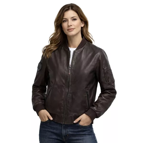 Blouson Femme en cuir Marron Baker Alpha - Redskins x Patrouille de France