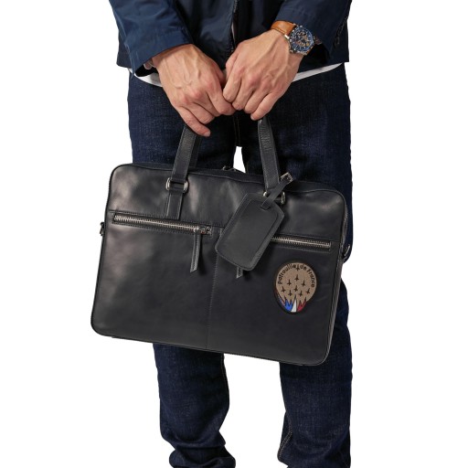 Sac en cuir Bleu Marine Messenger Spider - Redskins x Patrouille de France