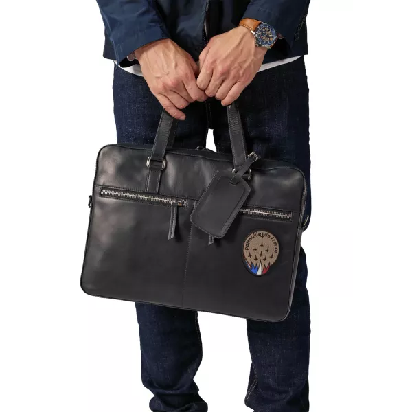 Sac en cuir Bleu Marine Messenger Spider - Redskins x Patrouille de France