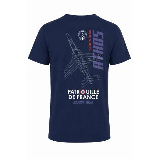 Illustration imprimée au dos du tshirt avec un Alpha Jet et une inscription ATHOS - Patrouille de France